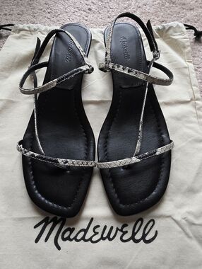 Madewell Black Sandals with Snake-Print Straps Size 8